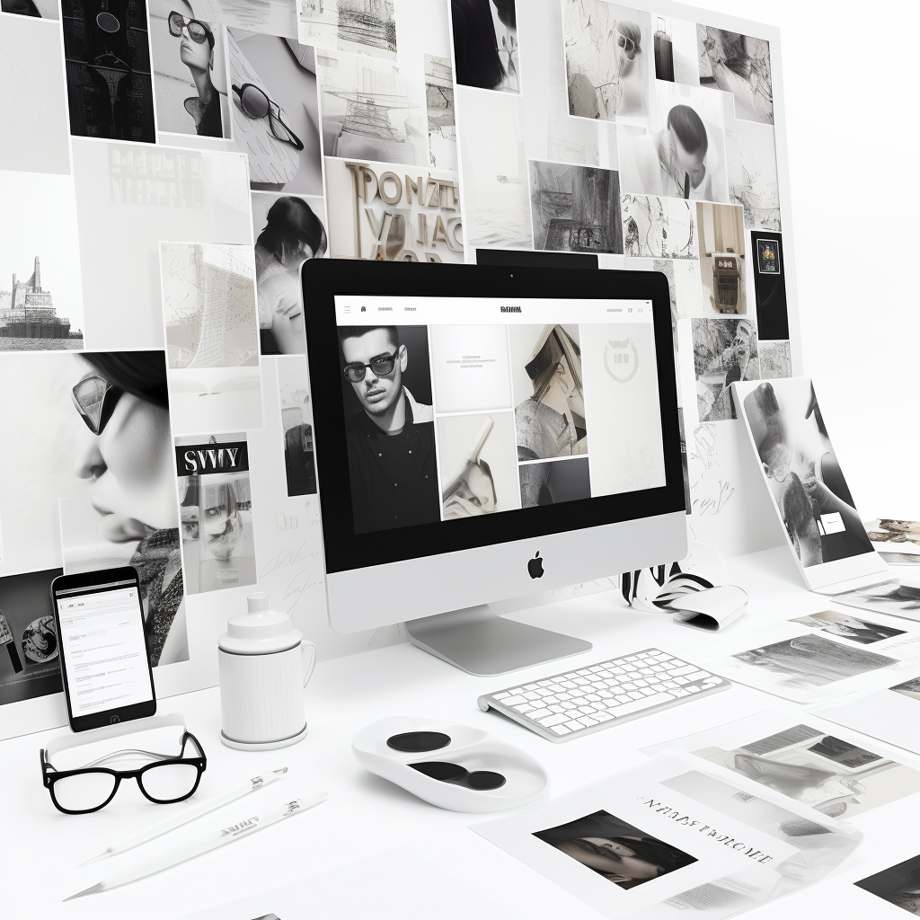 Grote Desktop Collage met Websites op Witte Achtergrond - 2K