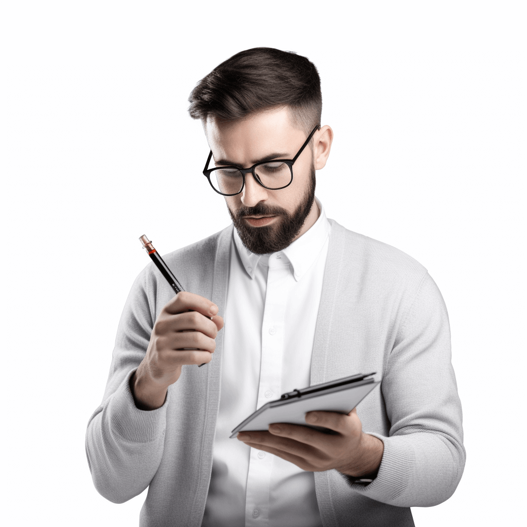 Real Picture of an SEO Writer in 4K on Aesthetic White Background