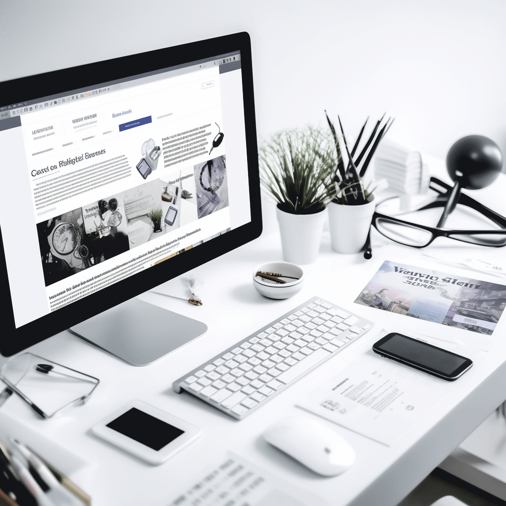 Aesthetische Collage Desktop met Webdesign Elementen op Witte Achtergrond