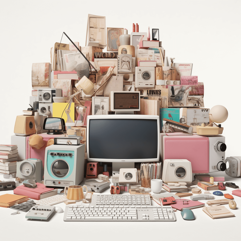 Collage van 4K websites met esthetische en zakelijke flair, witte achtergrond