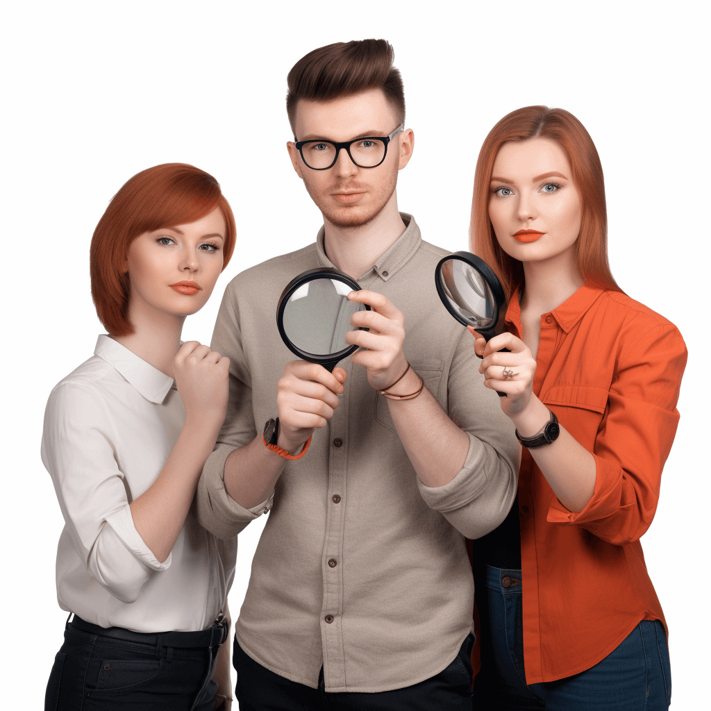 Image of SEO Writers at Work on Aesthetic White Background