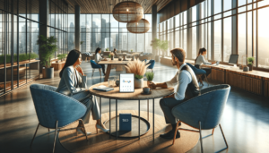 Seo experts en Werkplek met panorama-uitzicht